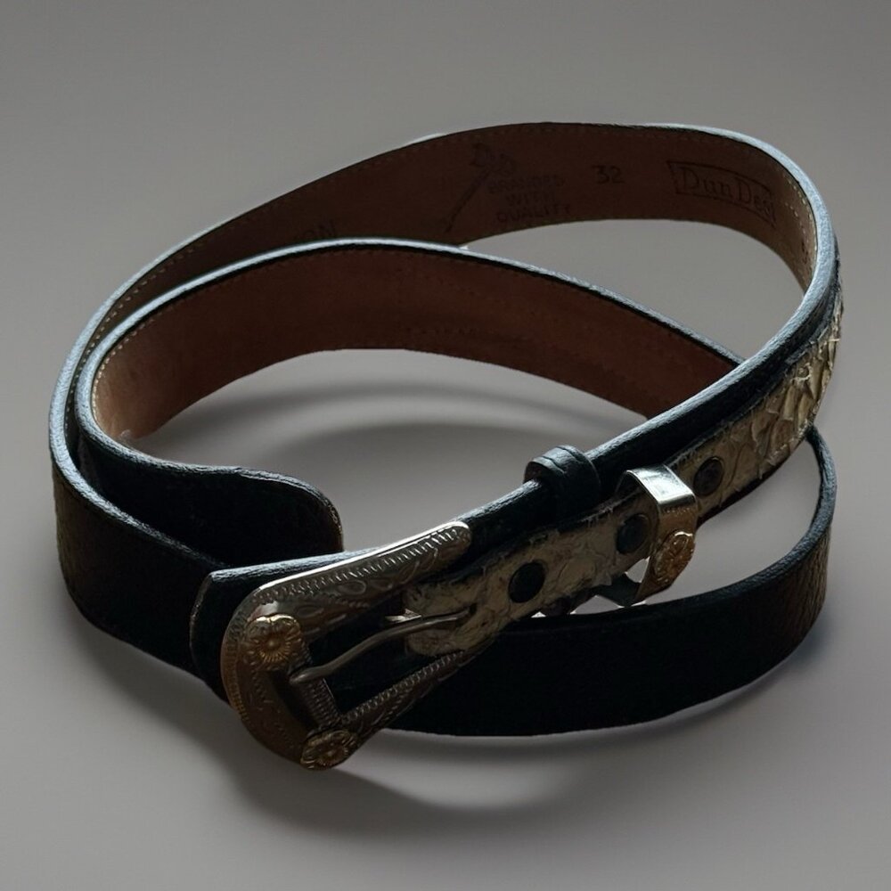 VTG Dundee Belt Genuine Python Snake Leather Silver Tone Buckle Sz 32 Western